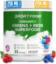 Verts et rouges organiques Superfood Poudre de fruits mixtes 25+ Super Fruits et légumes, betteraves, prébiotiques