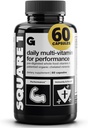 Gains en vrac Square 1 Multivitamine et supplément minéral pour les femmes et les hommes, vitamines, enzymes digestives et minéraux organiques pour la santé musculaire, performance et soutien immunitaire, 60 Capsules