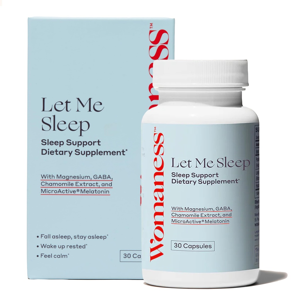 Femme Let Me Sleep Complements for Adults – Aide naturelle au sommeil avec la mélatonine 3mg, Supplément de magnésium, GABA & Camomille Extract pour le sommeil reposé – Soutien nocturne pour dormir - 30 Capsules