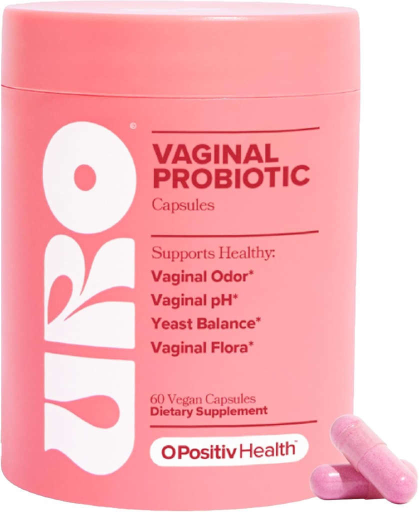 O Positiv URO probiotiques vaginaux pour les femmes pH Équilibre avec les prébiotiques et lactobacillus mélange probiotique - supplément de santé vaginale - Promouvoir l'odore vaginale saine et la flore vaginale, 60 comtes (paquet de 1)