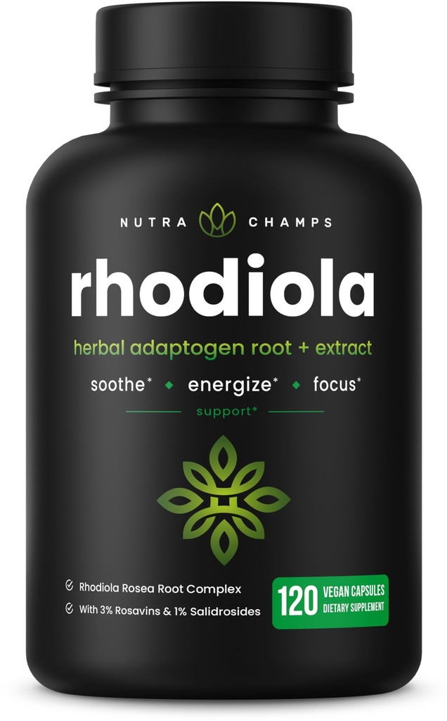 Rhodiola Rosea Supplément 600mg.120 Capsules végétaliennes Extrait de Rhodiola Rosea pour l'énergie, le soulagement du stress, l'humeur et le focus.
