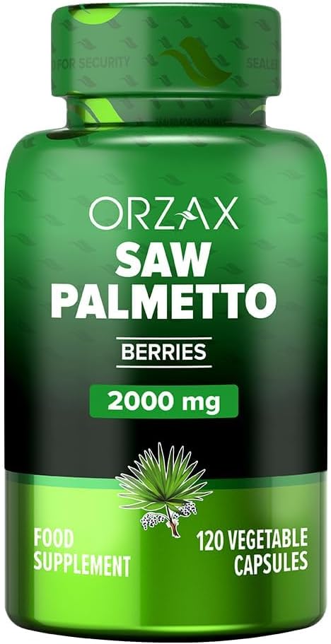 ORZAX Prostate Supplement with Saw Palmetto Extract 2000 mg for Men - Hair & Urinary Support - 120 Veg Capsules - (120-Day Supply)