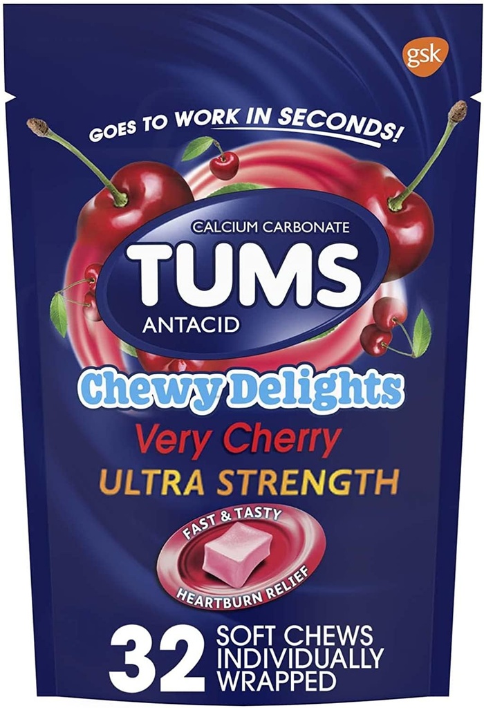 Tums Chewy Délices, très cerise 32 ea Pack de 4 par TUMS