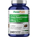 Capsules de graines de Celery NusaPure 10:1 Extrait, 375 mg Équivalent à 3750mg, 240 capsules de légumes, non OGM, végétalien