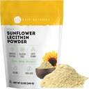 Kate Naturals Lécithine de tournesol en poudre pour pain au four, gommes, cuisine. Supplément de lécithine pour ducts de lait enrobés. Substitut pour poudre de lécithine de soja (12oz, non-OGM)