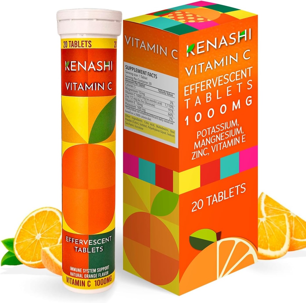Vitamine C 1000 mg Comprimés effervescents Vitamine au zinc Potassium Magnésium E Vitamine C Efervescente para Adulto Zinc et vitamine C 20 Comprimés