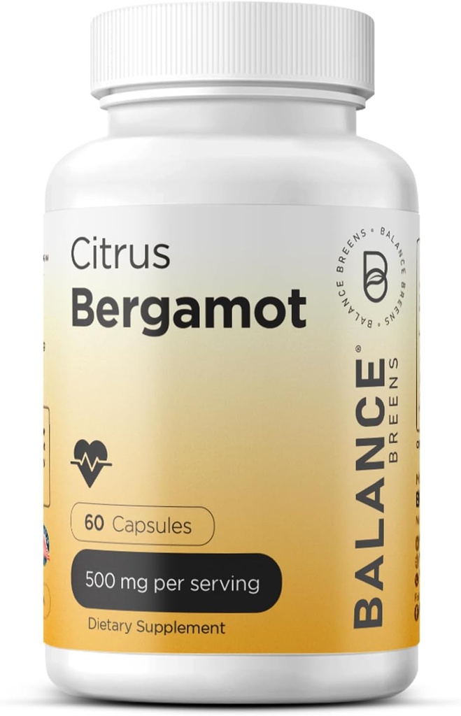 Citrus Bergamot 500mg, 60 Capsules Vegan - Supplément avancé de Bergamot pour le métabolisme (60 Compte (paquet de 1))