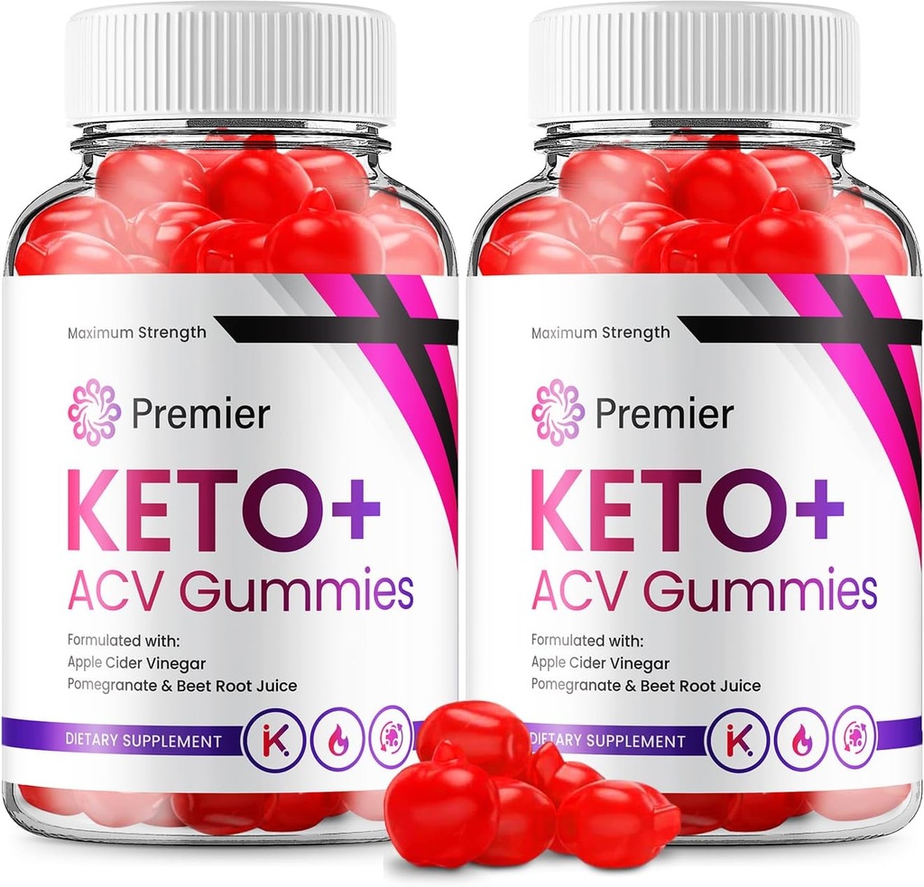 (2 Pack) Premier Keto ACV Gummies - Formule avancée Premier Keto Plus ACV Gummies Cider de pomme Vinegar Premier ACV Dietary Supplément Avis Hommes Femmes (120 Gummies)