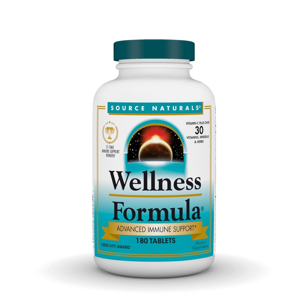 Source Naturals Wellness Formula Bio-Alignated Vitamines & Herbal Defense - Supplément de soutien du système immunitaire et amplificateur d'immunité* - 180 comprimés