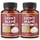 Zolotus 2 Packs 90 Capsules Lions Mane Champignon Supplément, 6 mois d'approvisionnement avec Cordeyceps, Reishi, Ashwagandha, Focus, Mémoire et Supplément de soutien du cerveau, Imune Support, Pills énergétiques