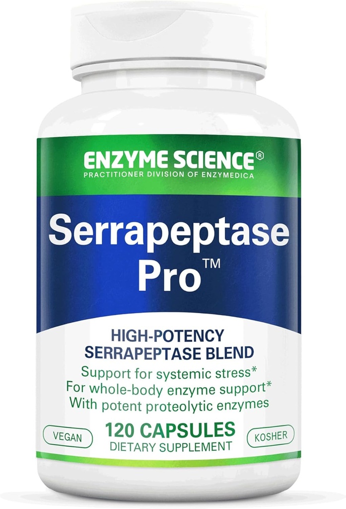 Enzyme Science Serrapeptase Pro, 120 Capsules - Supplément Serratiopeptidase pour le Sinus, l'Immune et le support cardiovasculaire