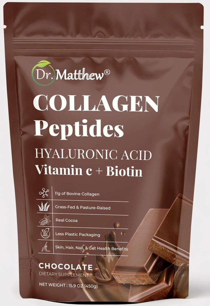Poudre de collagène au chocolat. Collagène avec acide hyaluronique et vitamine C. Chocolat Collagène Peptides en poudre Chocolat. Collagène avec vitamine C et biotine pour cheveux, peau, ongles, articulations. Keto, type 1 et 3.