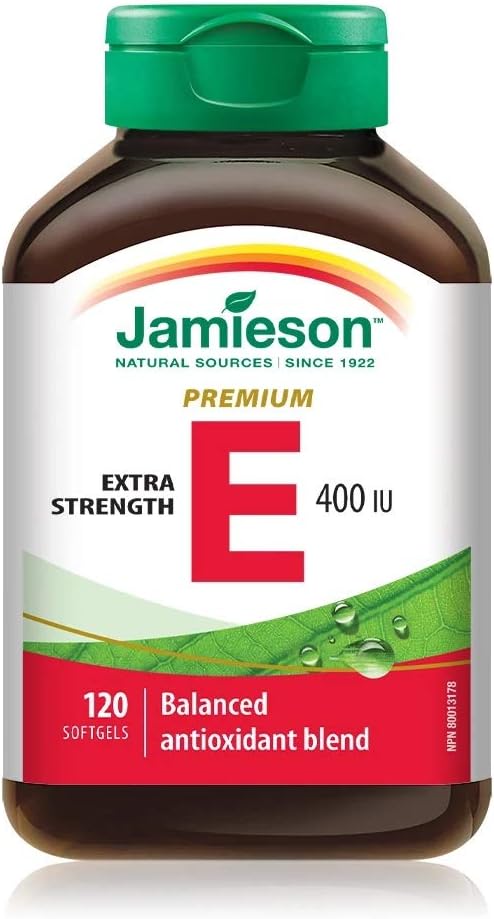 Jamieson Balance E 400IU 120 Capsules avec des tocophérols mixtes prévient le vieillissement prématuré des cellules
