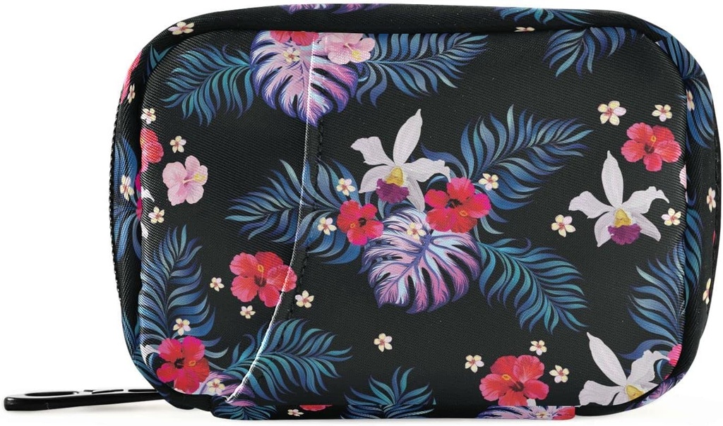 Pill Organizer Palm Leaves Flowers Pill Box 7 Day Pill Case Bag Travel Pill Organizer Bag avec zipper Portable Weekly Case Taille compacte pour le support de supplément de vitamine