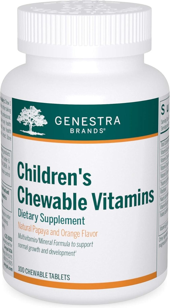 Genestra Brands Children's Chewable Vitamins | Vitamin-Mineral Supplement | 100 Chewable Tablets | Natural Papaya and Orange Flavor