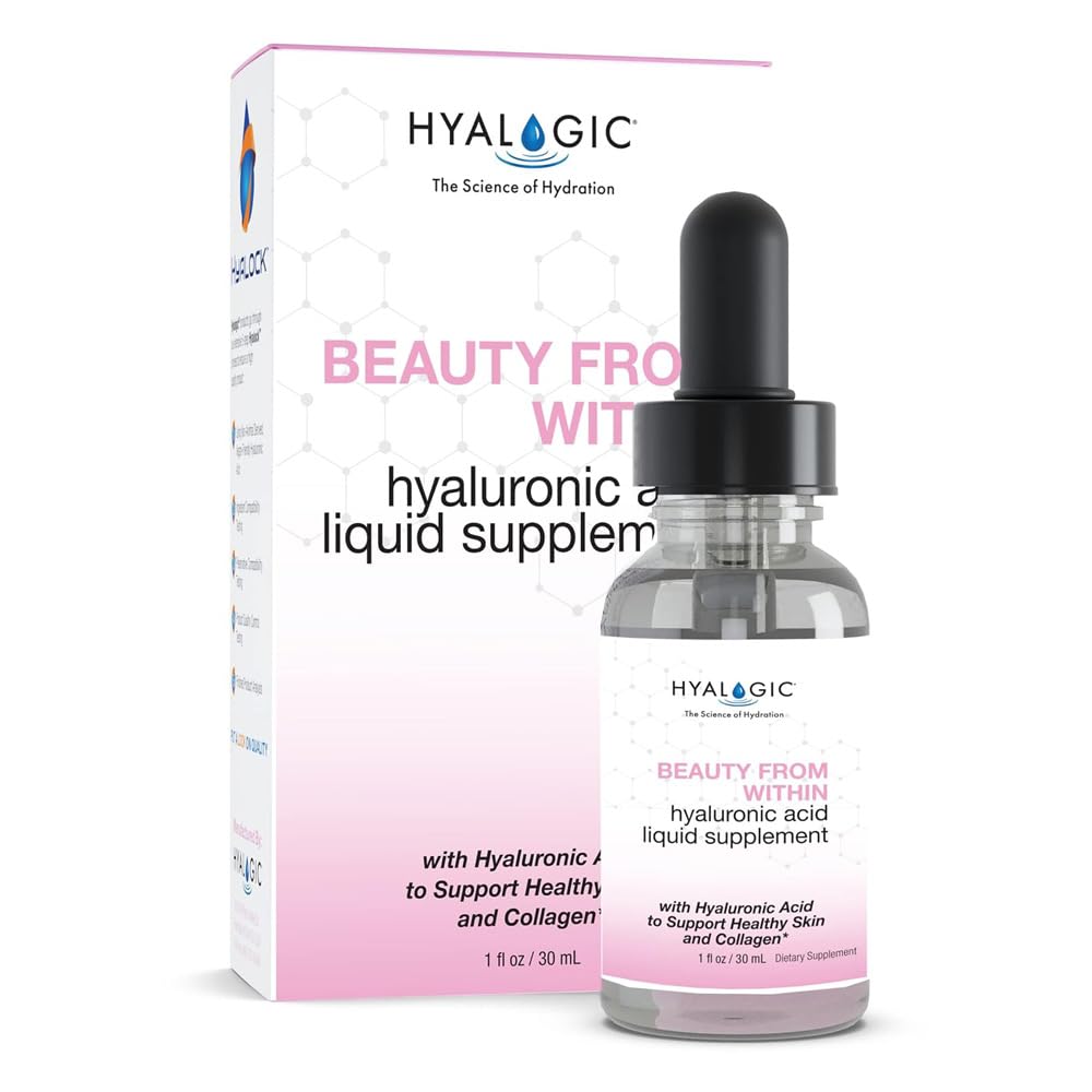 Beauté Hyalogic de l'intérieur de l'acide hyaluronique supplément liquide - acide hyaluronique liquide pour l'hydratation de la peau, le soutien articulaire et le collagène boost - végétalien, sans gluten, sans odorat et sans goût (1 Fl Oz)