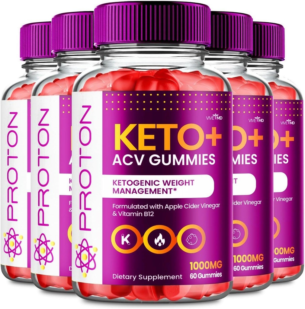VIVE MD Proton Keto ACV Gummies Avancé Gestion du poids, Protein Keto ACV Gummies, Proton Keto Plus Gummies avec supplément de vinaigre de cidre de pomme 1000mg, Proton Keto+ACV Gummies Avis (5 Pack)