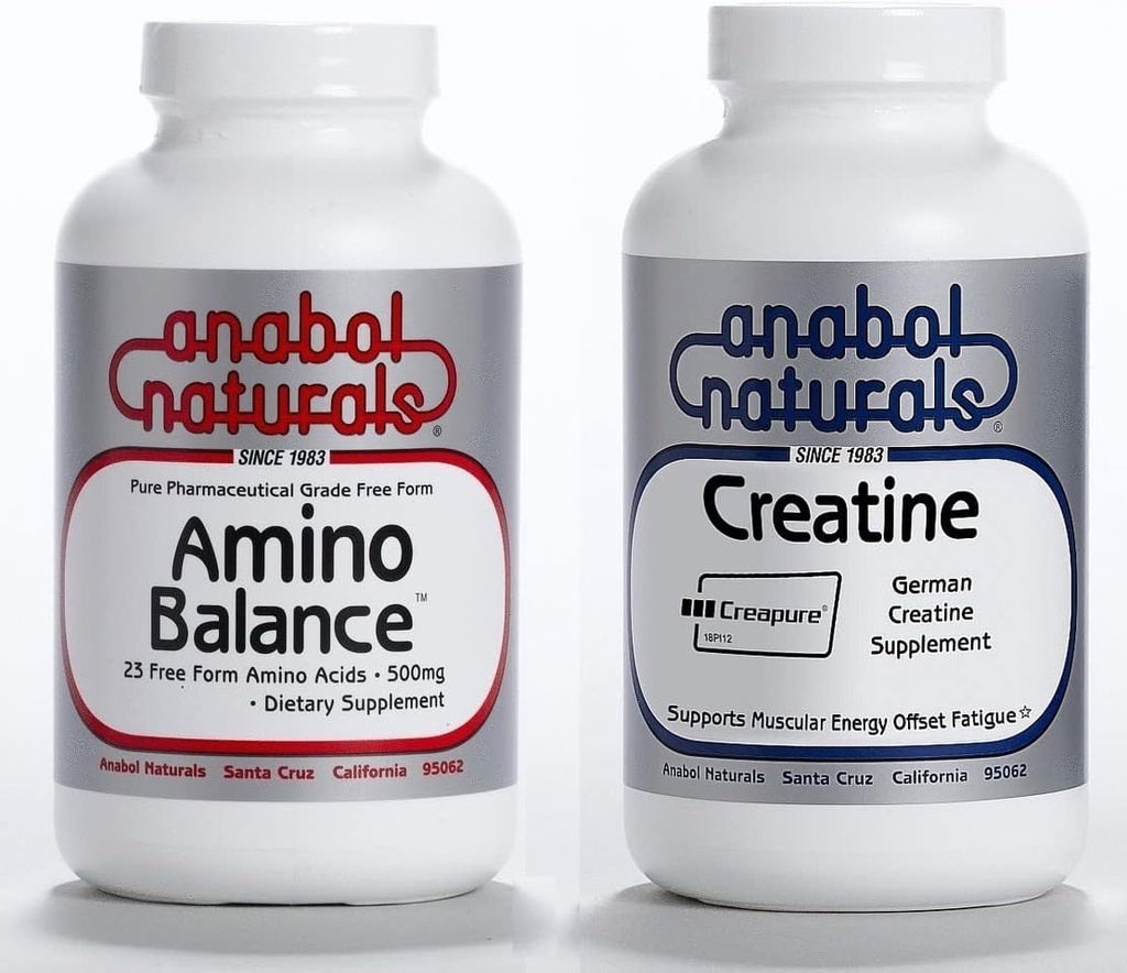 Anabol Naturals Energy Stack: Amino Balance 100 gram Pure Powder & Creapure Creatine 100 gram Pure Powder