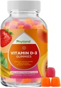 Gommies de vitamine D à croquer pour adultes - Gommies quotidiennes de vitamine D3 avec D3 2000IU par portion - Gommy sans gluten et sans gélatine pour le soutien immunitaire des adultes (1 mois)