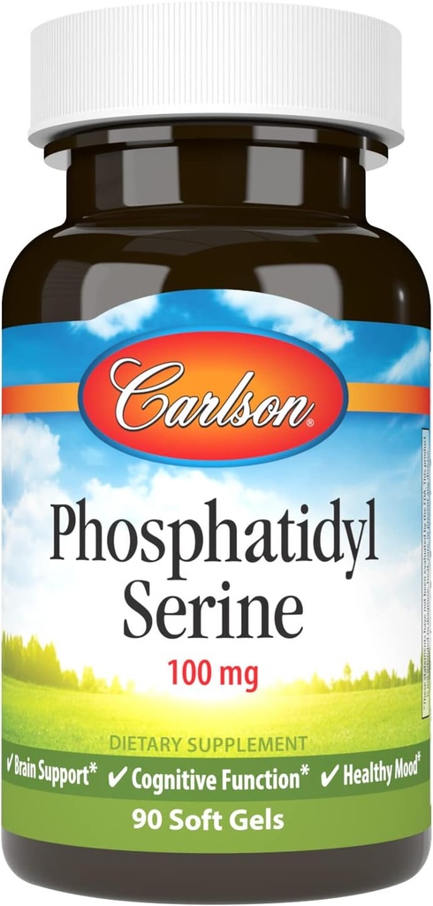 Carlson - Phosphatidyl Serine, 100 mg, non OGM, fonction cérébrale, 90 softgels