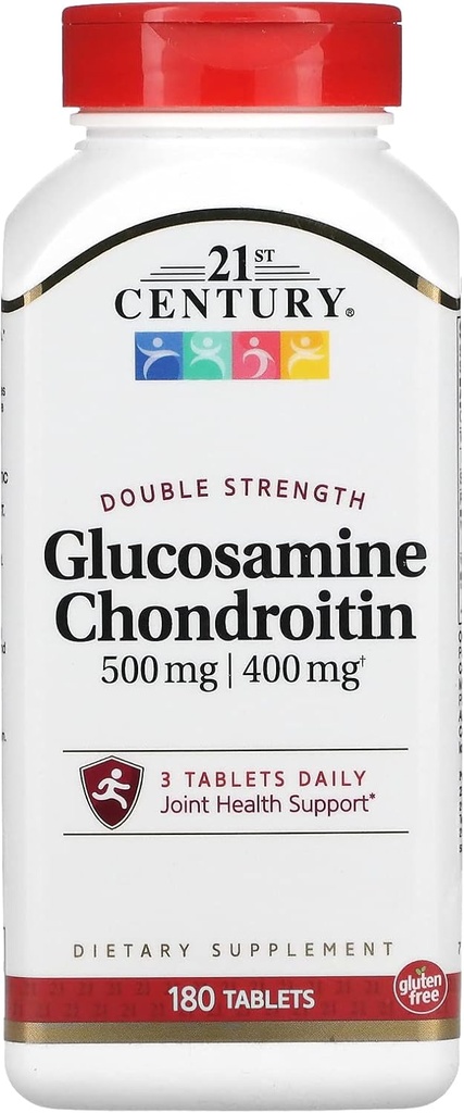 21st Century GLUCOSAMINE& CHONDROITIN DOUBLE STRENGTH 180 TABS