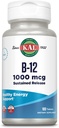 KAL Vitamine B12 1000mcg, Supplément à libération prolongée pour l'énergie saine, le métabolisme, la santé cardiaque, le soutien des cellules nerveuses et rouges du sang, formule longue durée, végétalien, 100 portions, 100 comprimés