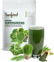 Sunfood Supergreens - Greens Superfood Powder, Super Greens Powder, Bio Greens Blend, Daily Green Juice Powder, Légume Smoothie Drink Mix pour Gut Health avec Chlorella & Spiruline - 8 oz Sac