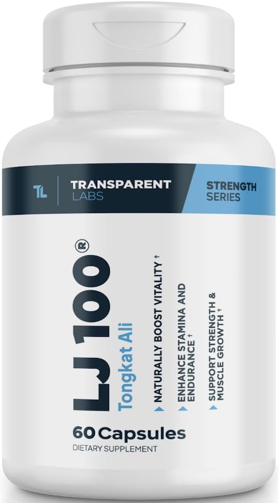 Transparent Labs LJ100 - Eurycoma Longifolia Tongkat Ali Extract Capsules de 100 mg pour la masse corporelle maigre, la force et l'amélioration de la performance - 60 Compte