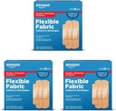 Amazon Basic Care Flexible Fabric Adhesive Bandages, First Aid and Wound Care Supplies, Assorted Sizes, 100 Count (Pack of 3)