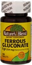 Nature`s Blend Ferrous Gluconate Tablets 325 mg 100 Count Per Bottle (5 Bottles)