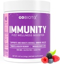 GOBIOTIX Vitamine C - Supplément de soutien à la défense immunitaire - Immunity Powder Wellness Booster - Vegan Superfood - Elderberry, Turmeric, B12 supplément de vitamine, non-OGM et sans sucre (Berry)