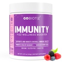 GOBIOTIX Vitamine C - Supplément de soutien à la défense immunitaire - Immunity Powder Wellness Booster - Vegan Superfood - Elderberry, Turmeric, B12 supplément de vitamine, non-OGM et sans sucre (Berry)