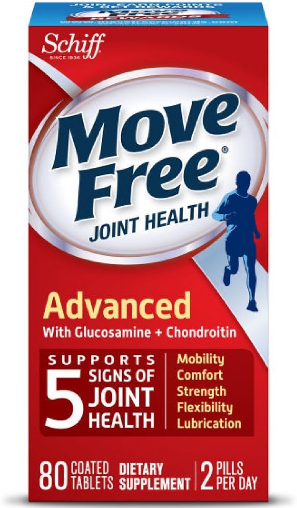 Move Free Advanced, 80 comprimés - Supplément Santé Joint avec Glucosamine et Chondroïtine (paquet de 8)