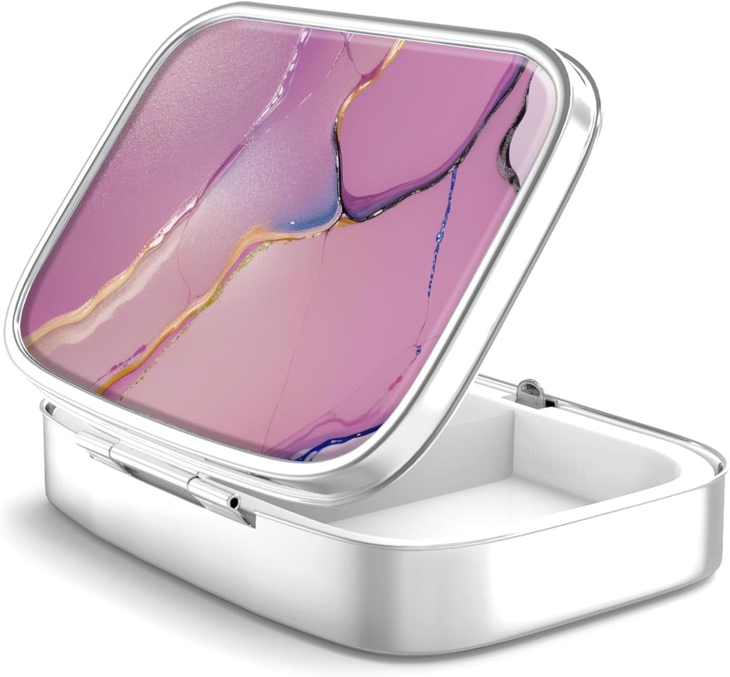 Boîte à pilules 2 Compartiment petit cas de pilule, Portable pour la poche ou la pilule de chasse Organisateur Porte-conteneur de pilules pour tenir les vitamines, les médicaments, l'huile de poisson et les suppléments(36-Color Gradient