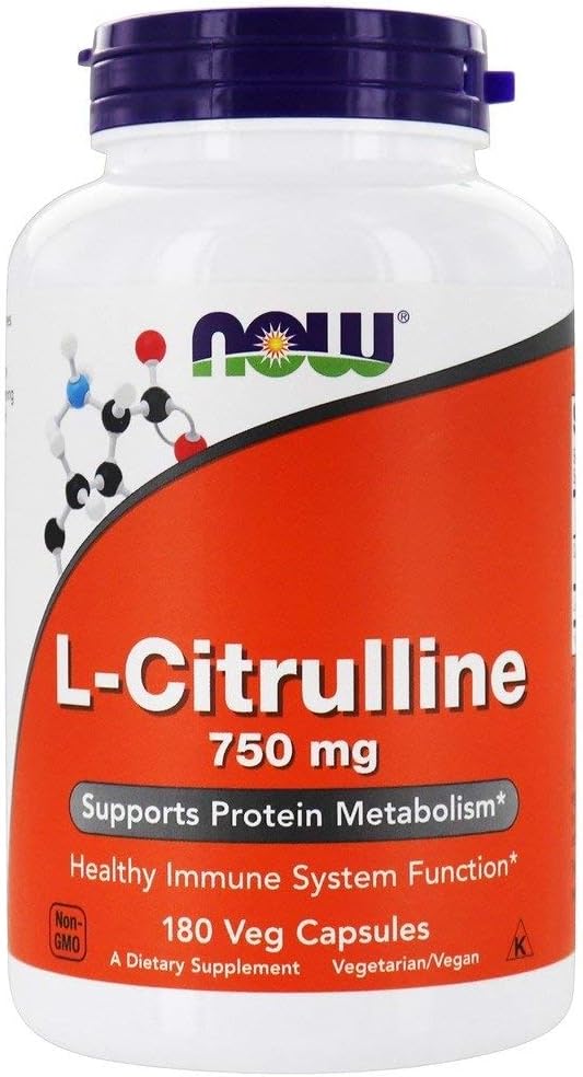 NOW Foods L-Citrulline 750mg, 180 Capsules, (Pack of 3)