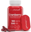 LongLifeExtrait de canneberge Nutri avec vitamine C & E - formule concentrée pure, 500mg par portion, 180 Capsules végétariennes, santé du trac urinaire et bardeur, 6 mois d'approvisionnement, fabriqués aux États-Unis