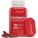 LongLifeExtrait de canneberge Nutri avec vitamine C & E - formule concentrée pure, 500mg par portion, 180 Capsules végétariennes, santé du trac urinaire et bardeur, 6 mois d'approvisionnement, fabriqués aux États-Unis