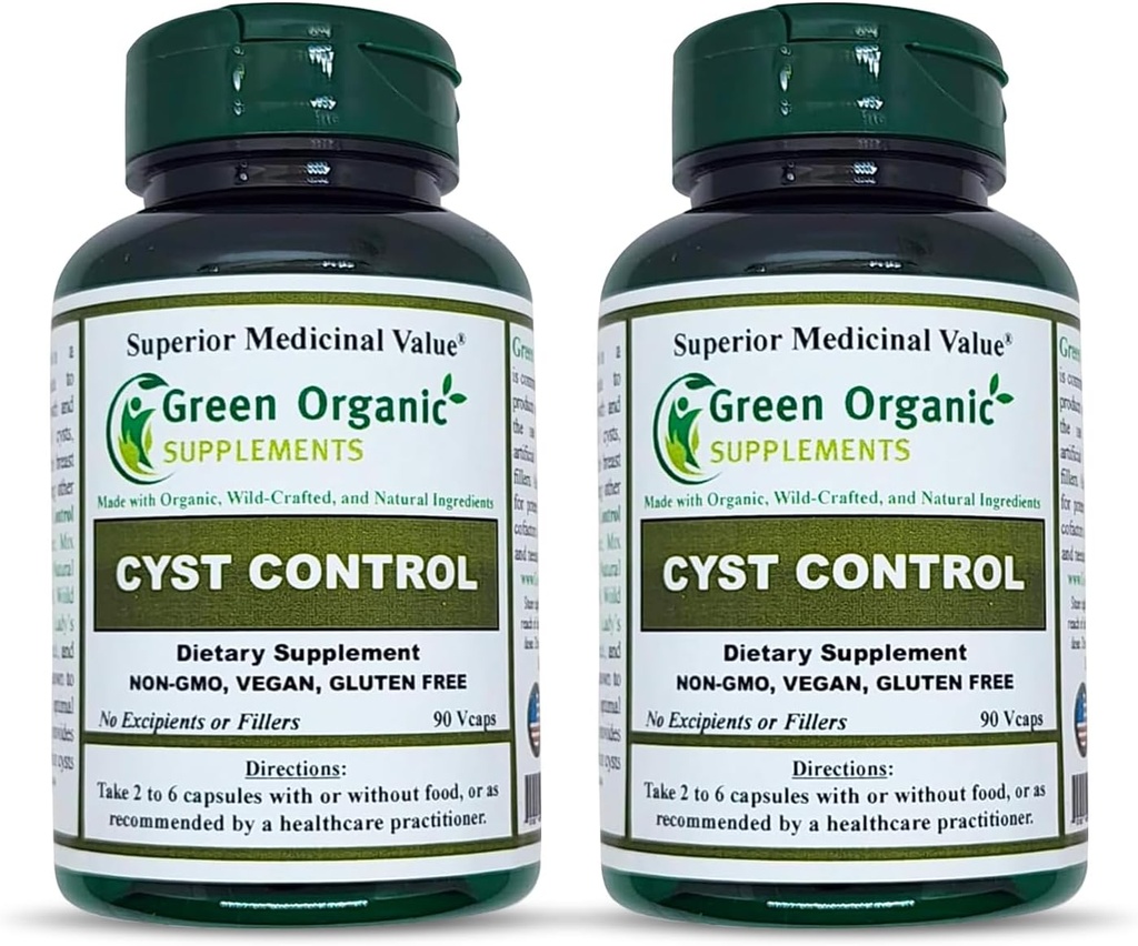 Cyste de compléments organiques verts, kyste mammaire, 90 VCaps, haute absorption, non OGM, sans gluten (paquet de 2)