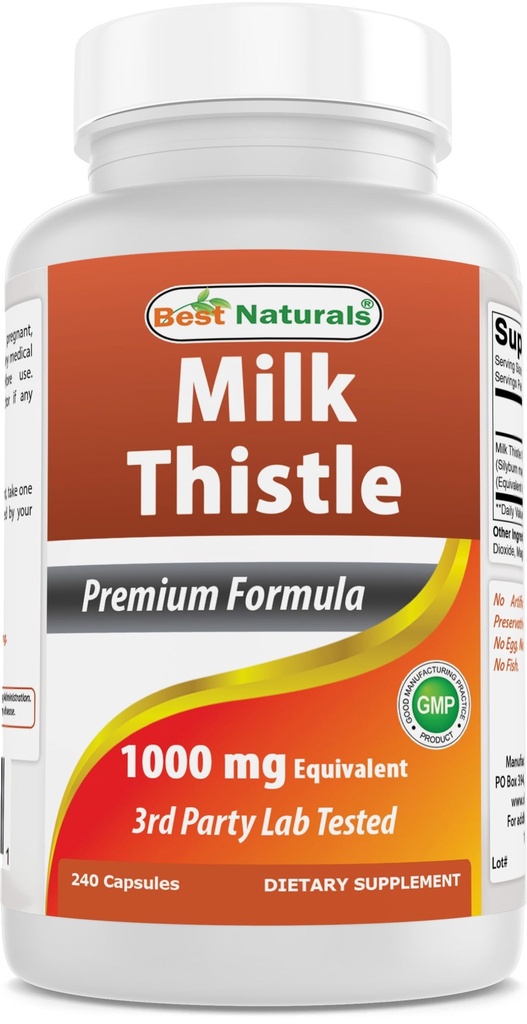 Meilleur extrait de chardon naturel 1000mg équivalent - 240 Capsules - Sans OGM et sans gluten (240 Nombre (paquet de 1))