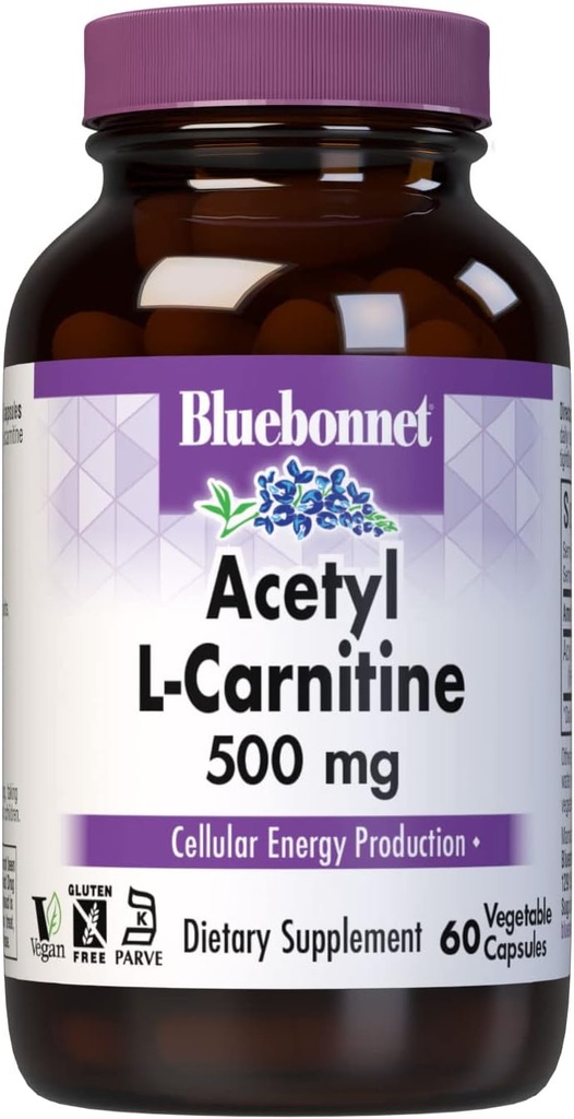 BlueBonnet acétyl L-Carnitine 500 mg Capsules de vitamine, 60 Nombre