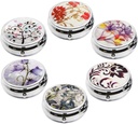 Housse 6Pcs Élégante boîte à pilules, CRETIEE-PRO Portable Medicine Tablet Holder Vitamine Organizer with 3 Component for Purse Pocket Travel - Practical & Fashionable(6 Patterns, 1.6Inches)