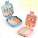 Dynippy Daily Pill Organizer 5 Compartiments Portable Hydraure Proof Petite Pill Case for Pocket Purse Travel Pill Box Portable Medicine Vitamine Fish Oil Holder Container (Blue Pink)