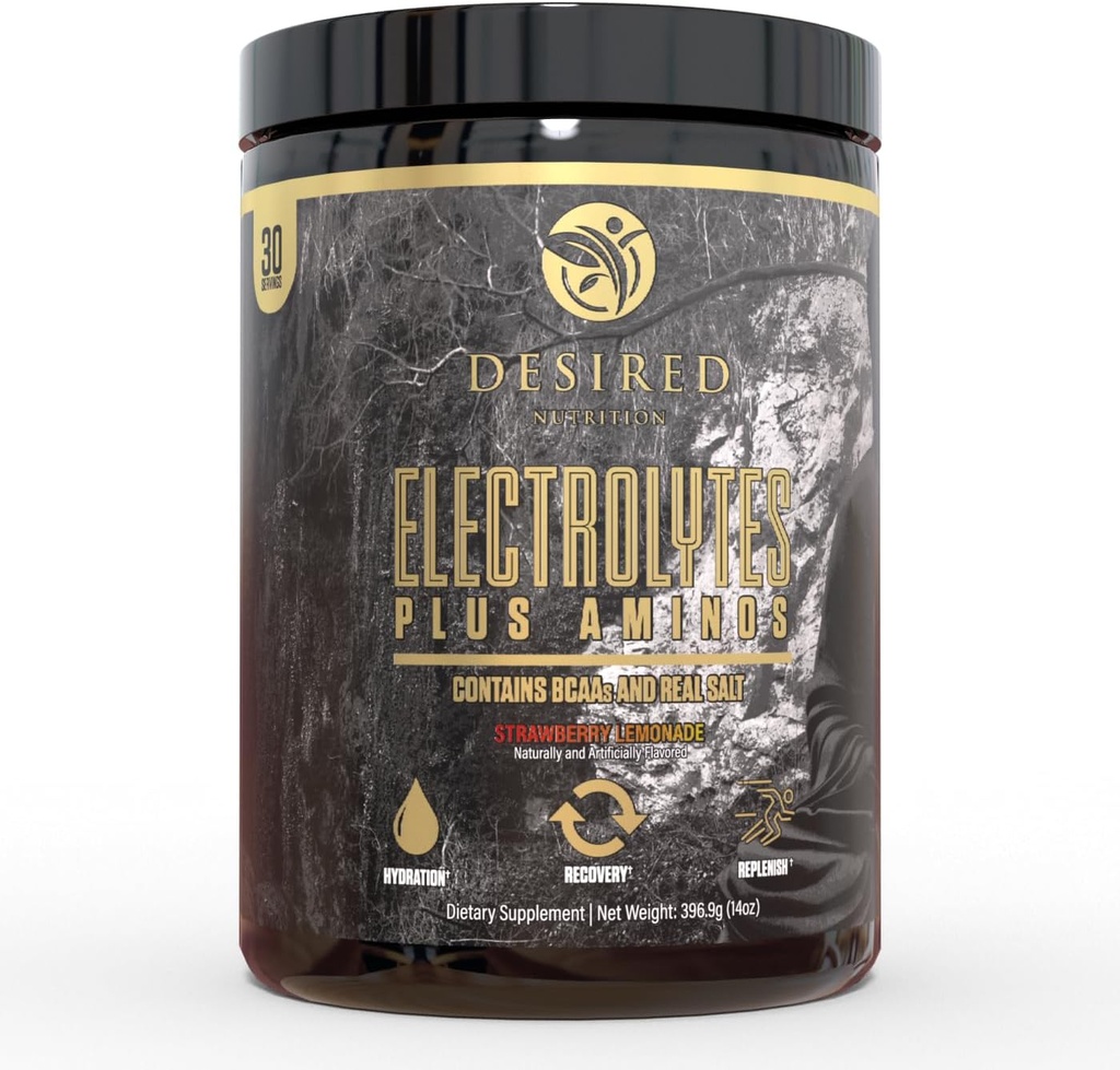 Electrolytes Plus Amino Electrolytes Plus Amino Recovery Drink Poudre, Hydratation complète et acides aminés/BCAA, limonade de fraises (30 portions)