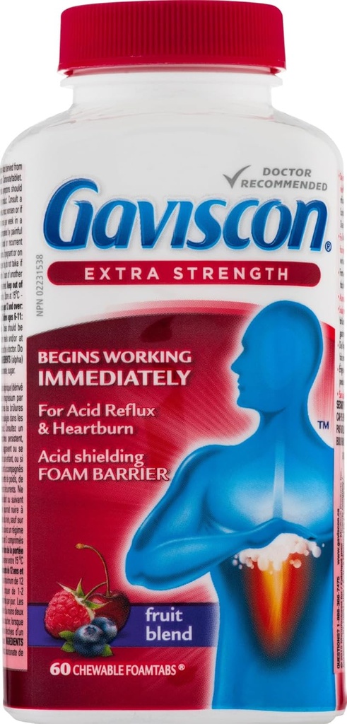 Gaviscon Antiacide de fruits extra-fort 60 Comprimés