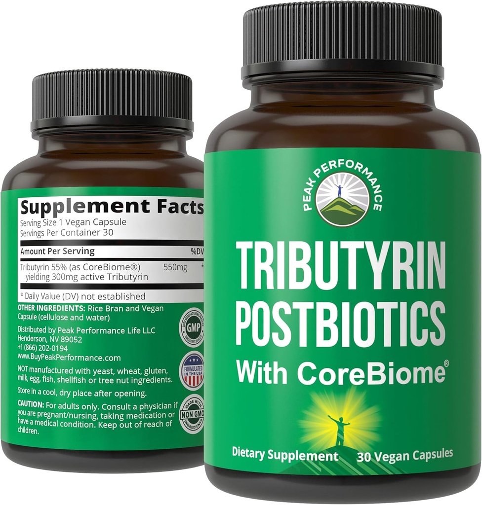 CoreBiome Tributyrin Postbiotic Supplement Clinically Tested For Gut Health. More Effective than Sodium Butyrate Capsules. High Bioavailability Post Biotics For Digestive, Leaky Gut, Colon, Microbiome