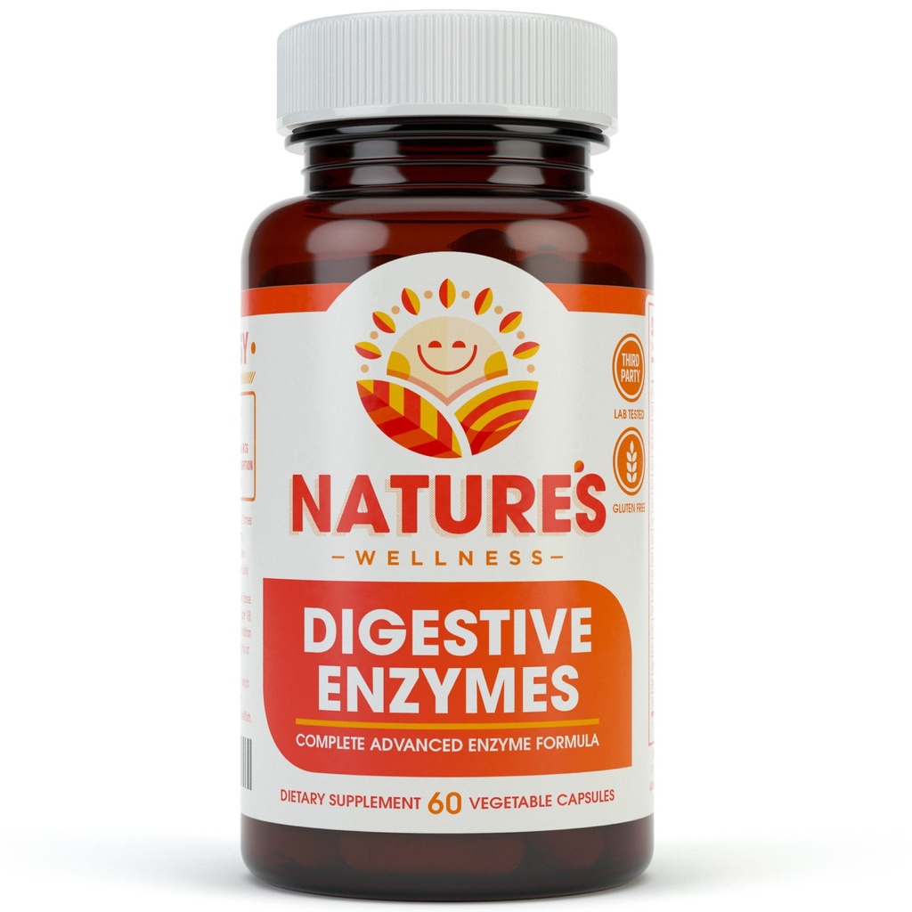 Enzymes digestifs Complet - Supplément multienzyme avancé pour une meilleure digestion et absorption. Aidez à soulager les gaz, à les déstabiliser, à les gonfler, à les implanter, à les hydrater de gluten et à les éliminer du lactose