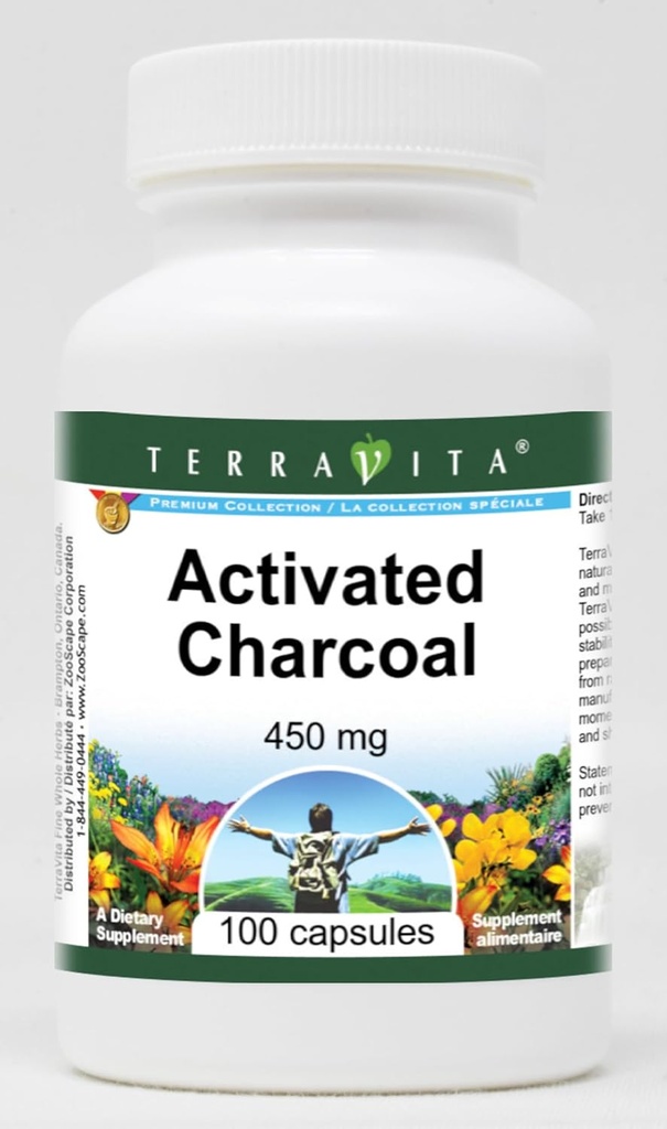 Charbon activé - 450 mg (100 gélules, ZIN: 510652) - 3 boîtes