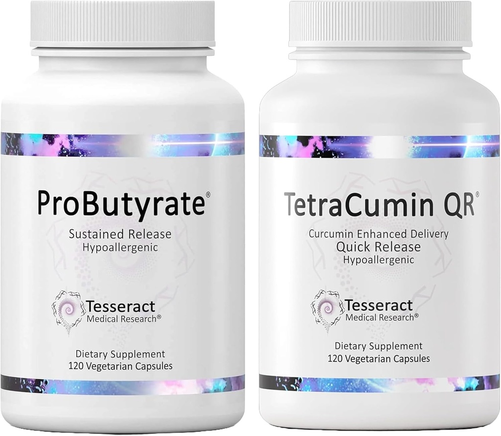 Tesseract Recherche médicale Optimal Gut & Tissue Bundle, Complexe d'acide butyrique Gastro-intestinal et Curcumine Métabolite Supplément de soulagement conjoint