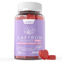 Suppléments de safran Gommies 100mg - 100% pur Extrait de safran avec Magnésium Glycinate, L-Theanine, Turmeric, Ashwagandha, Honey & Vitamine B Complex pour l'humeur et la puissance, Antioxydant, Vitalité - 60 Compte